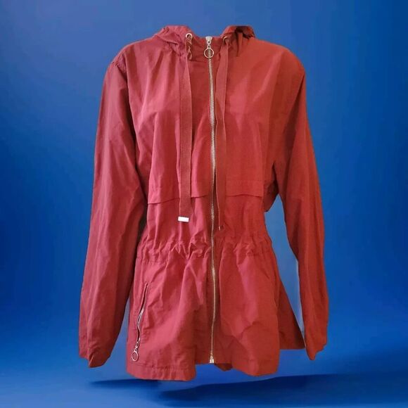 Jade & Ivory Women's Hooded Zip Up Jacket Red 3X Love Always Wins Drawstring - Picture 1 of 9